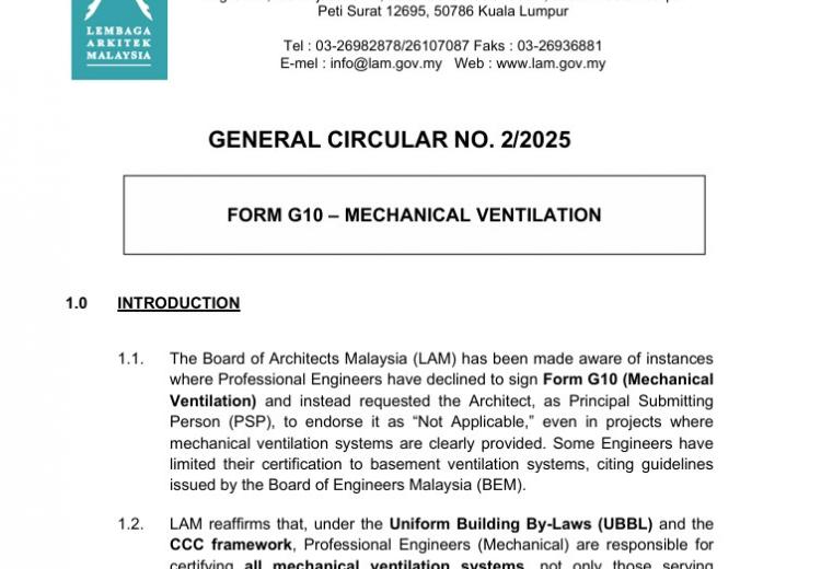 FORM G10 – MECHANICAL VENTILATION 